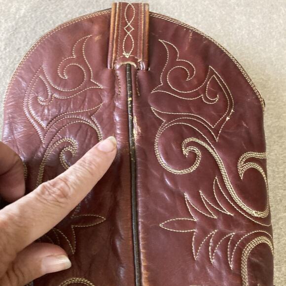 Tony Lama Mens Vtg El Rey Gold Label Cognac Calf Skin Boots Sz 10 B 0033 Brown - Picture 10 of 12